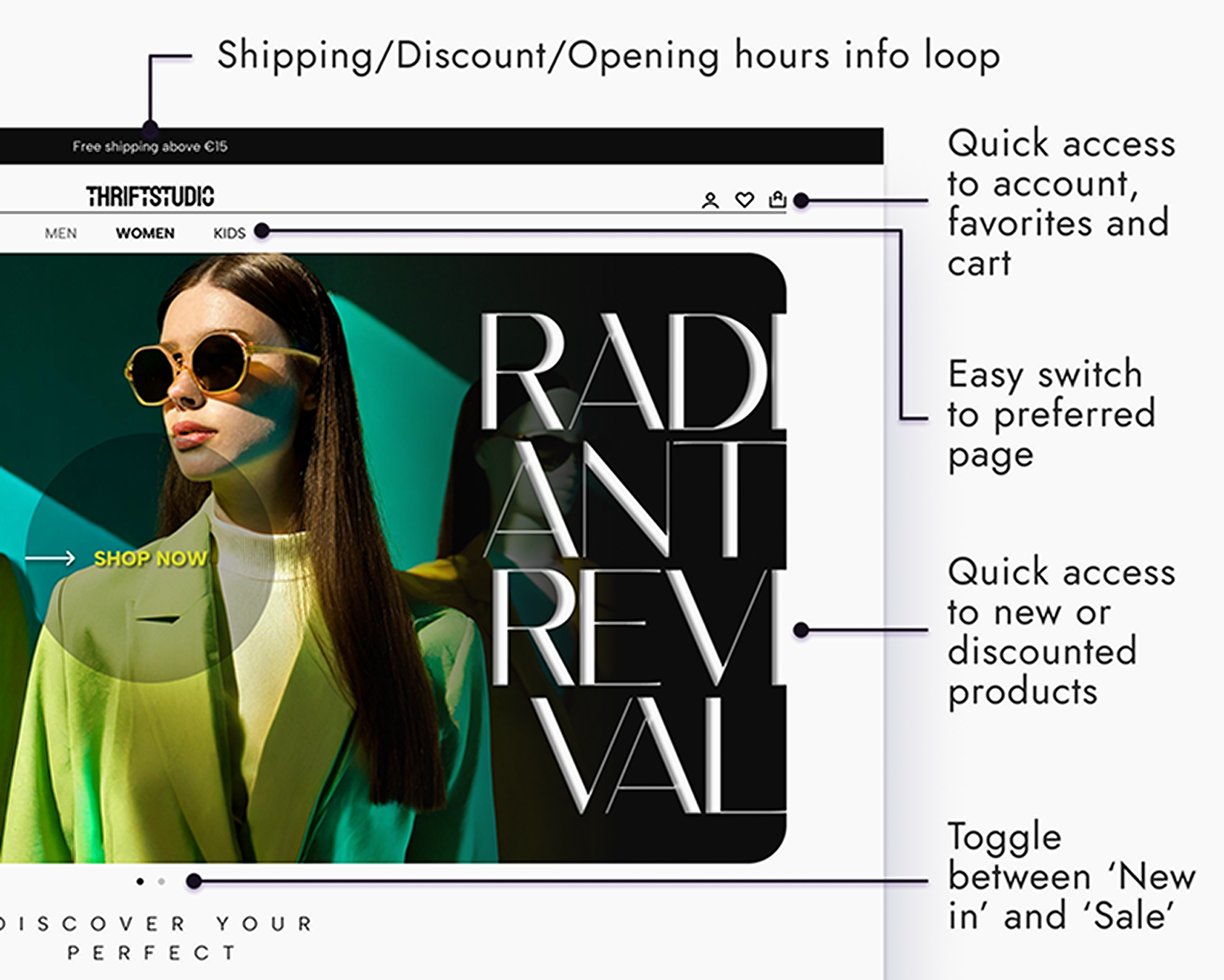 hero section of the landing page