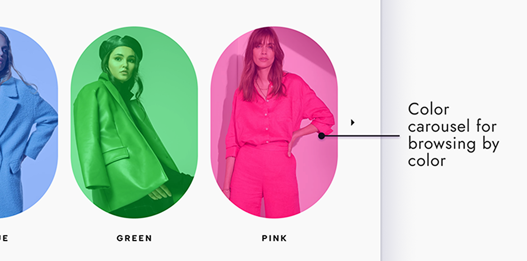 color carousel section of the landing page
