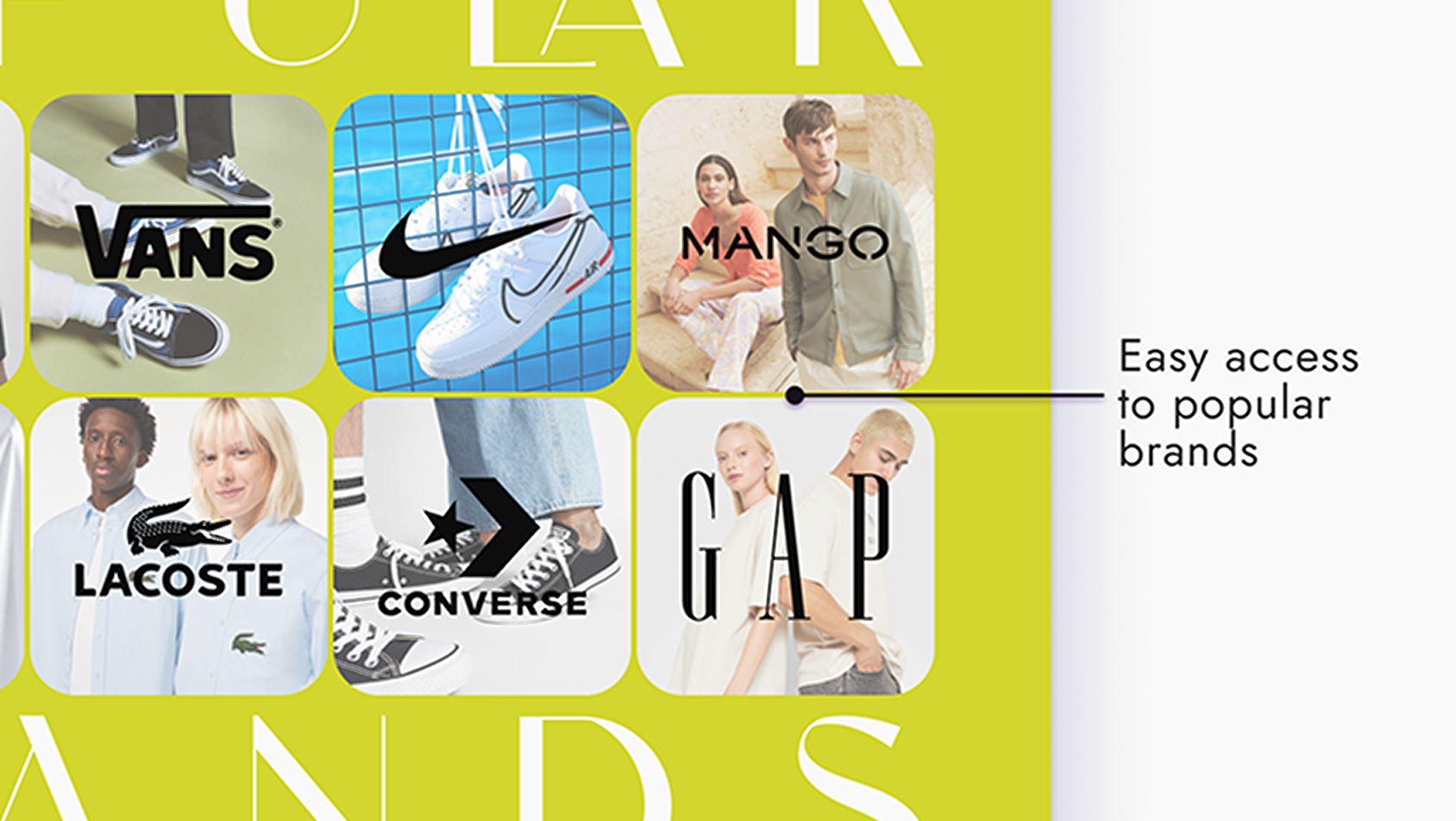 popular brands section of the landing page